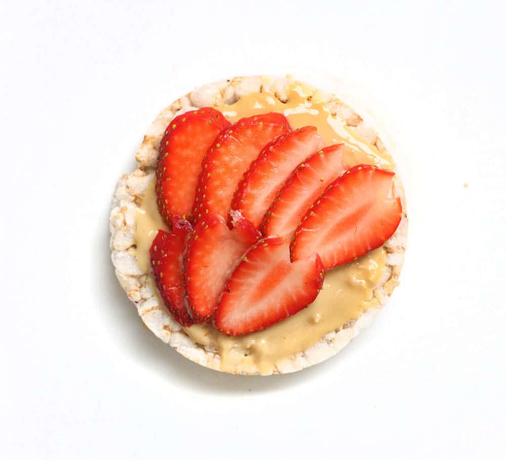 almond butter + strawberries - healthy rice cake recipe